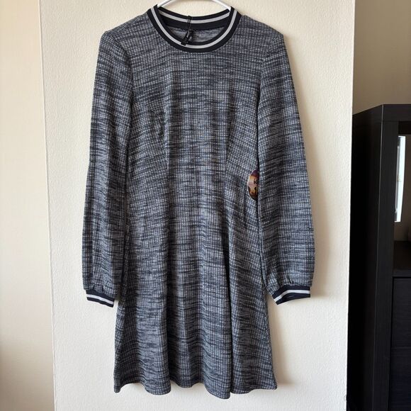Bebop Navy Heathered Knit Long Sleeve Dress - Size Medium - NWT - Picture 1 of 7